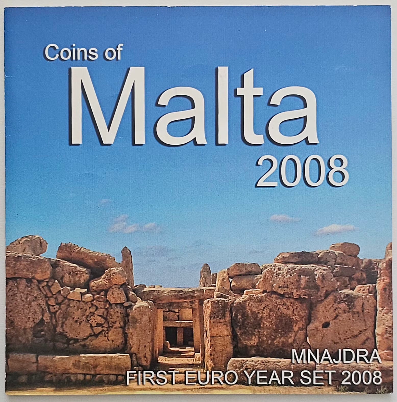 Malta 2008 euro coin set first year issue in original folder with Mnajdra temple design