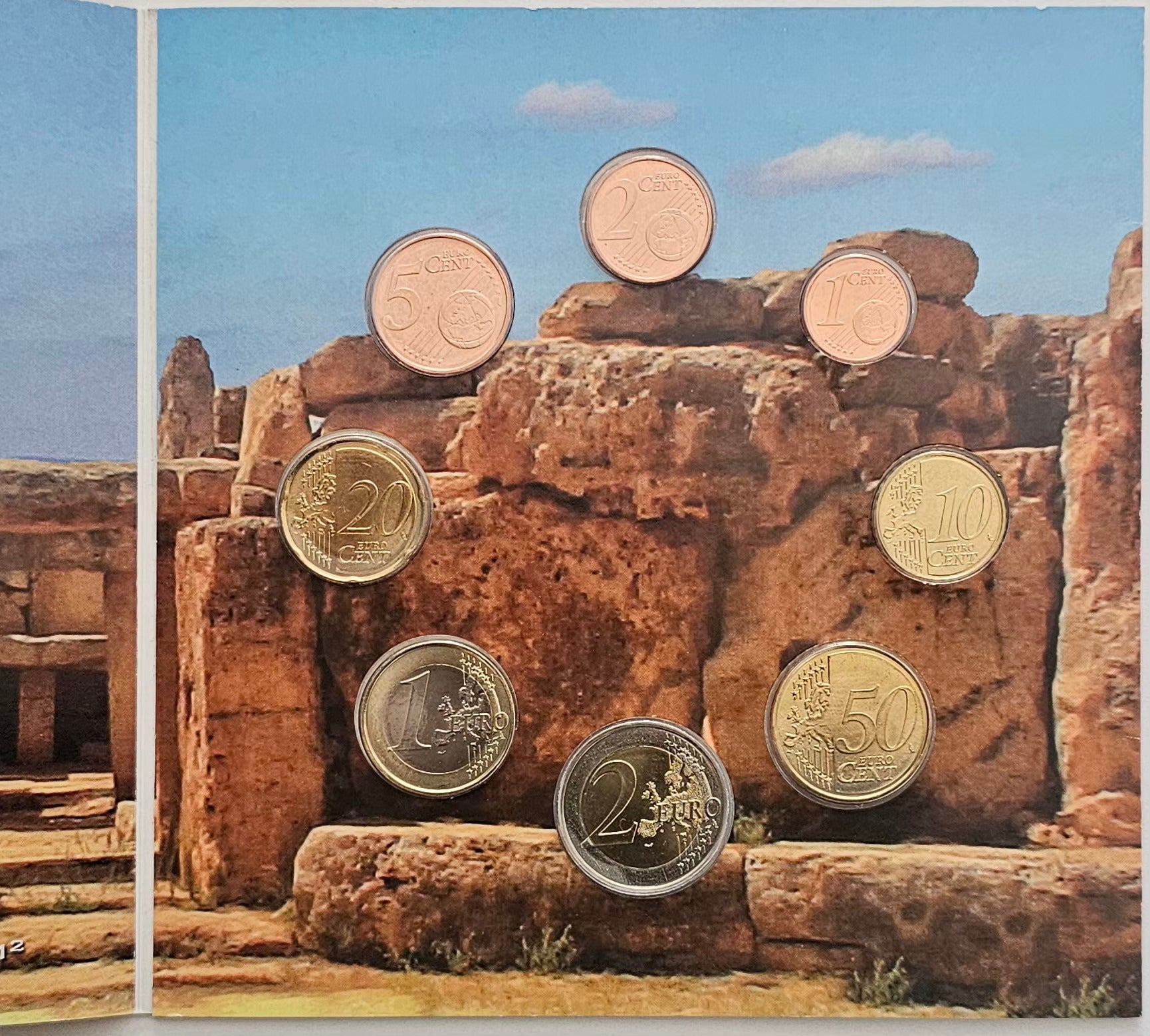 Malta euro coins 2008 complete set close up