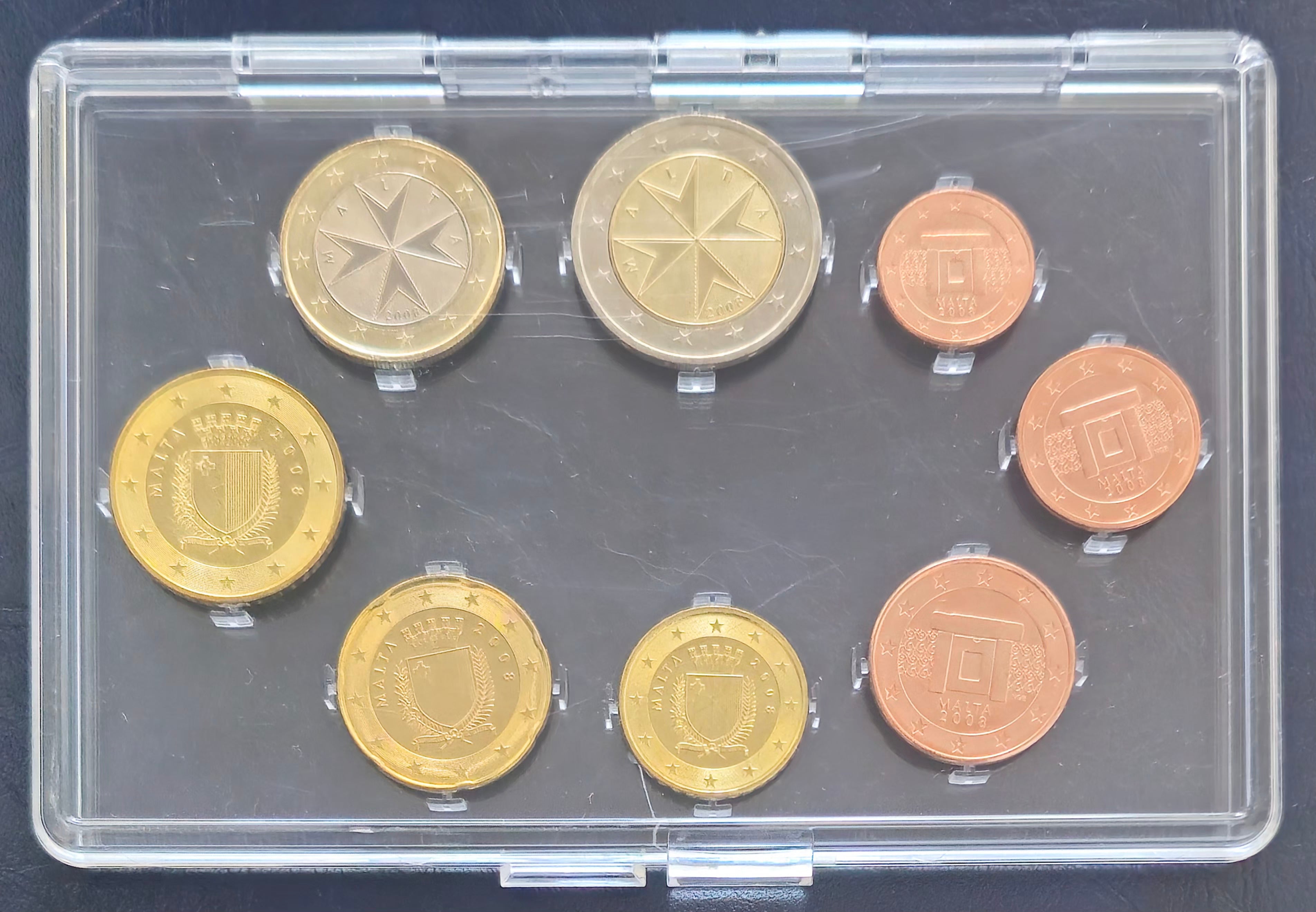 Malta euro coin set 2008 reverse Maltese cross design