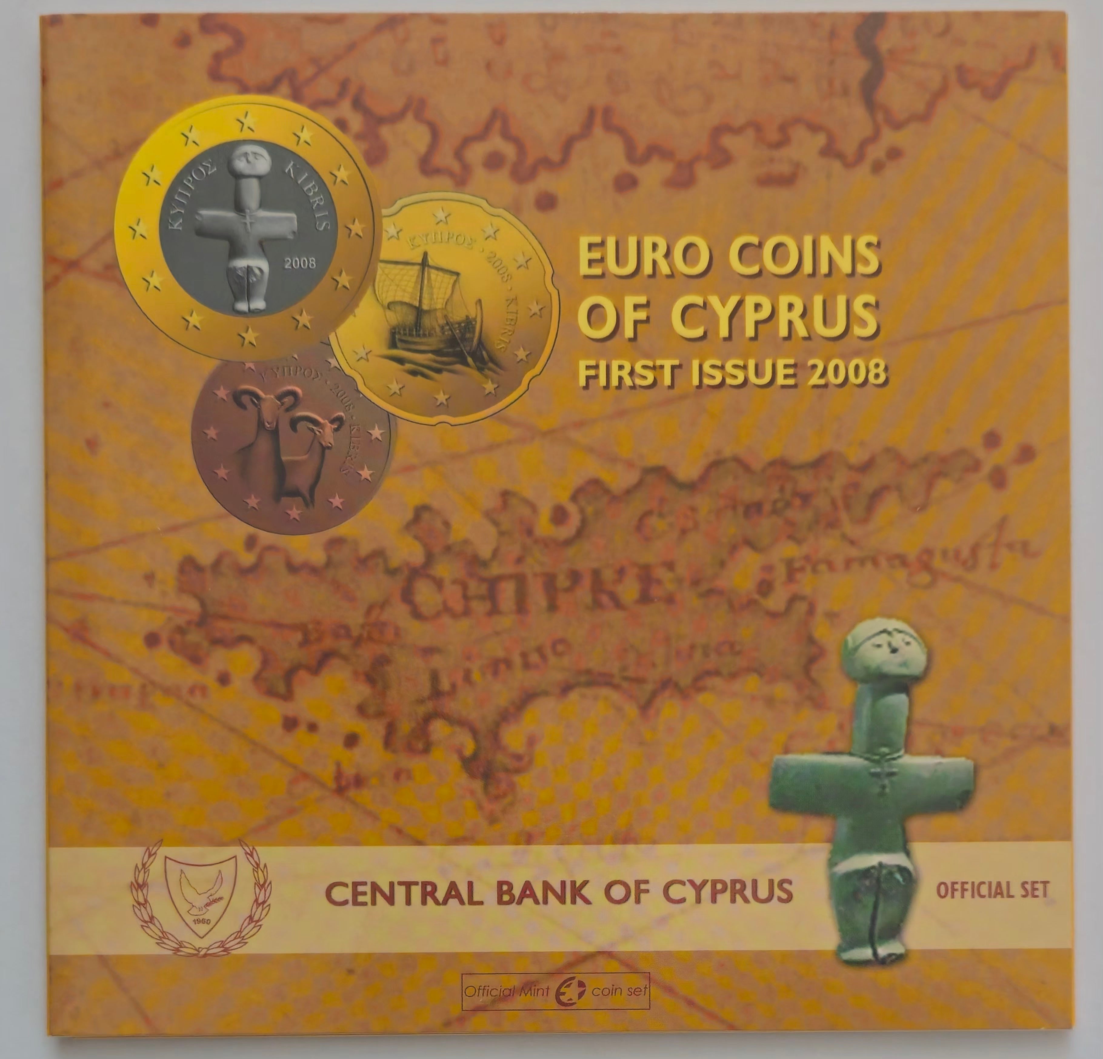 Cyprus coin set with Kyrenia ship mouflon idol design
