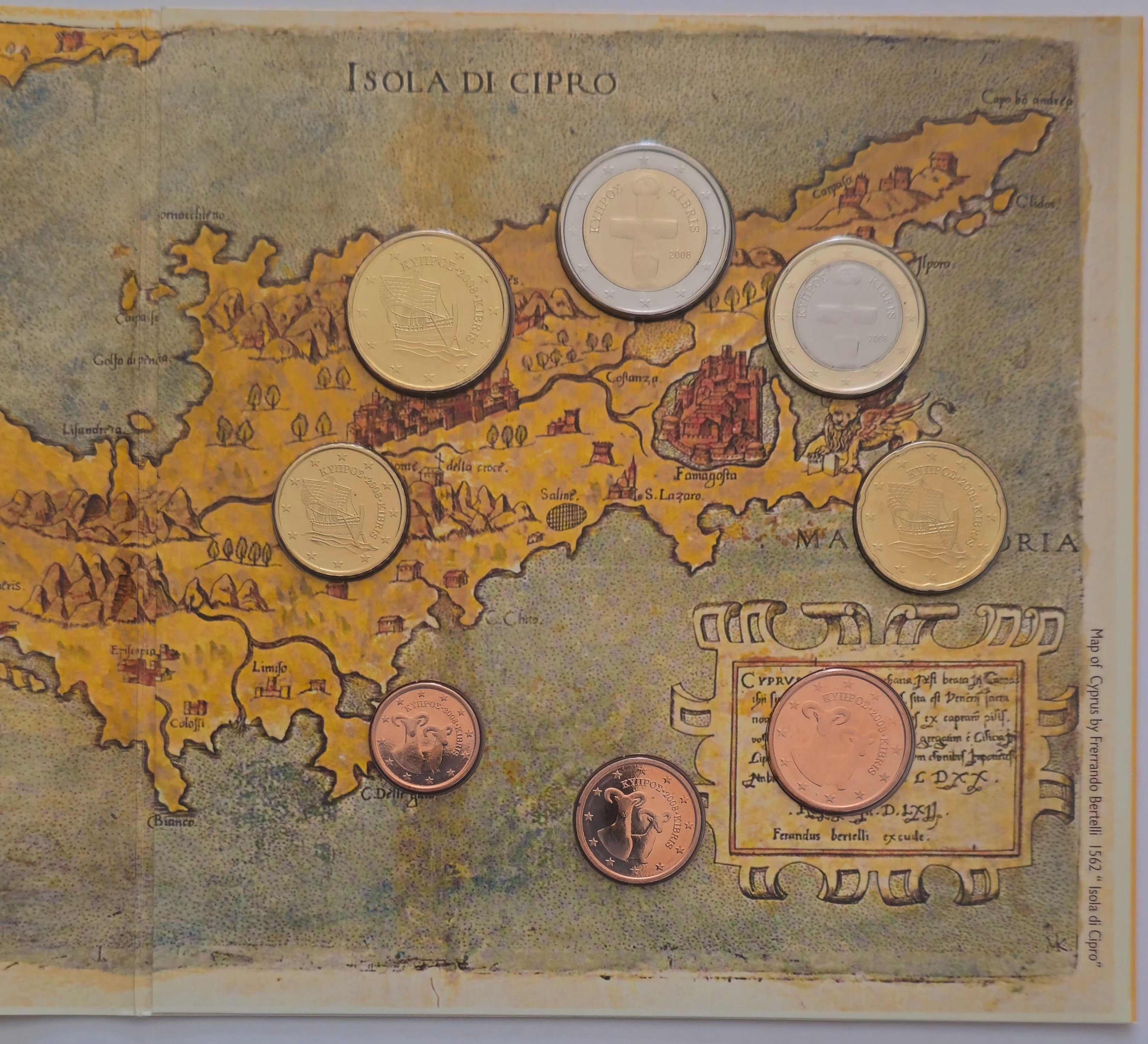 Cyprus euro coins first issue complete set UNC