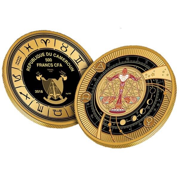Libra Zodiac Sign – 500 Francs CFA Cameroon 2018 | Silver Proof Coin Pendant