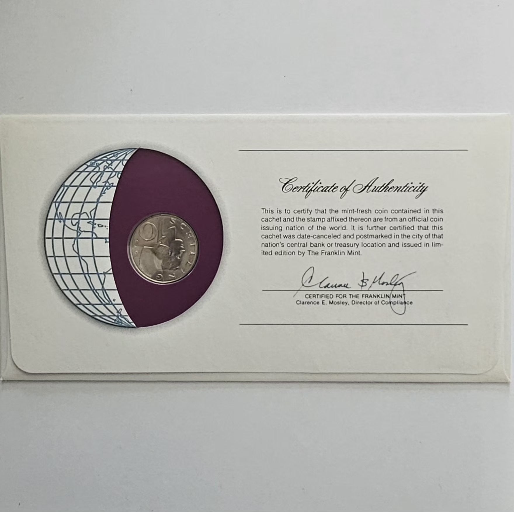 Cover back with Franklin Mint Certificate of Authenticity