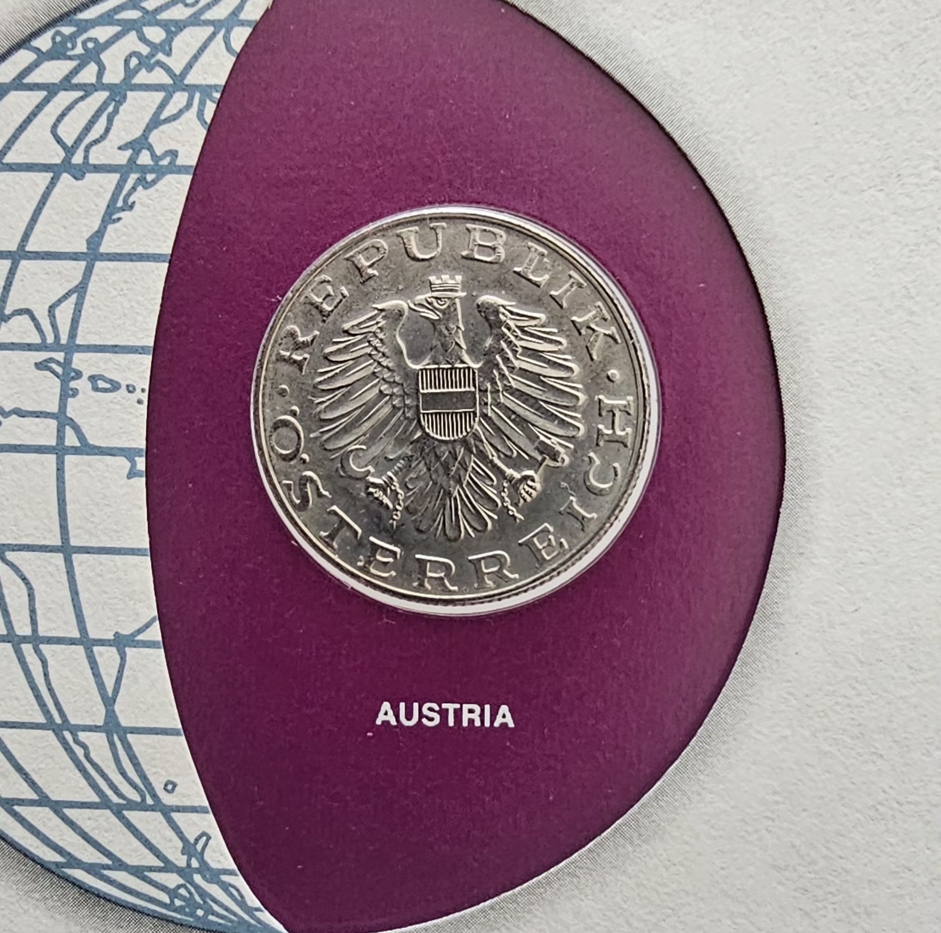 Austria coin obverse: federal eagle, Republik Osterreich