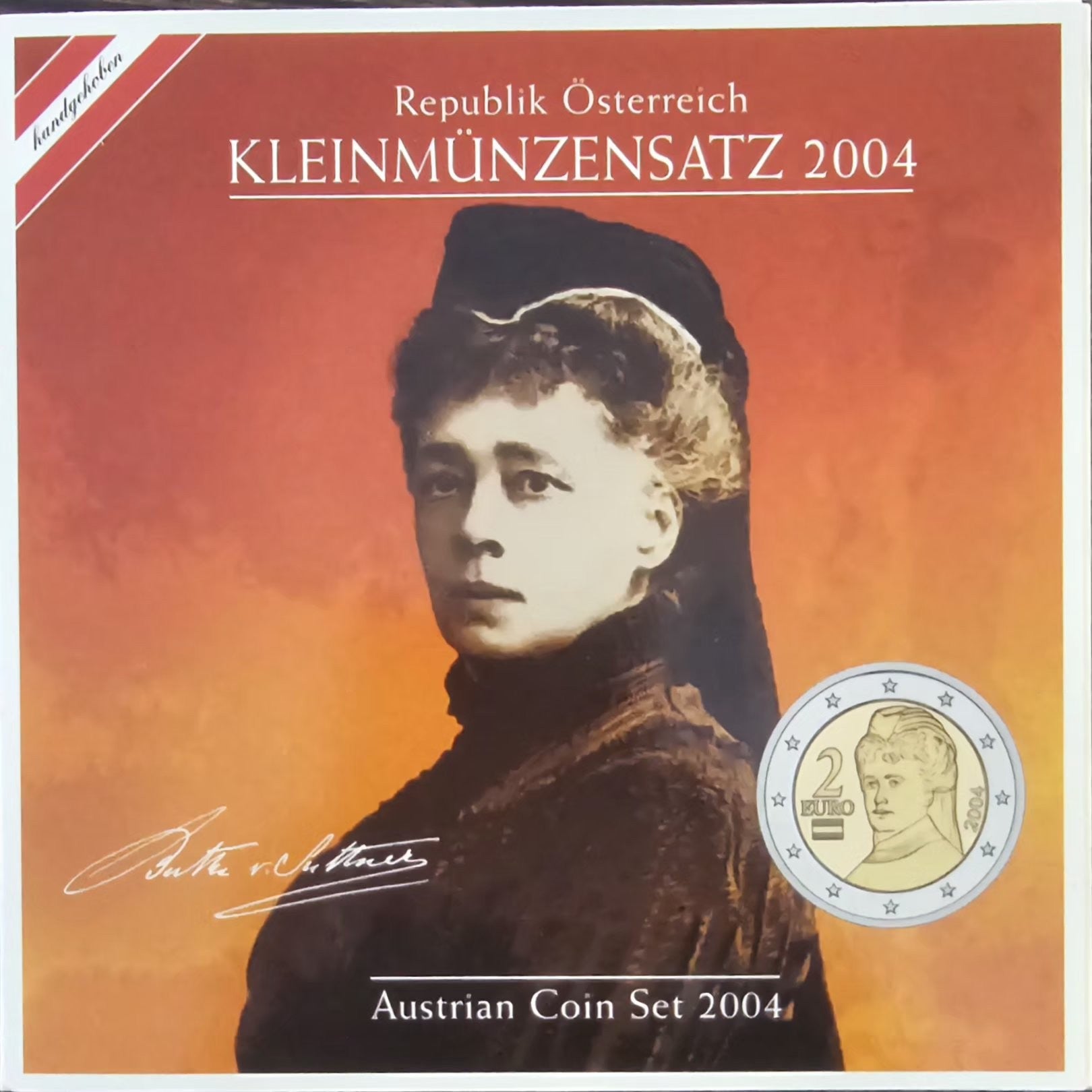 Austria 2004 Kleinmünzensatz folder cover with Bertha von Suttner