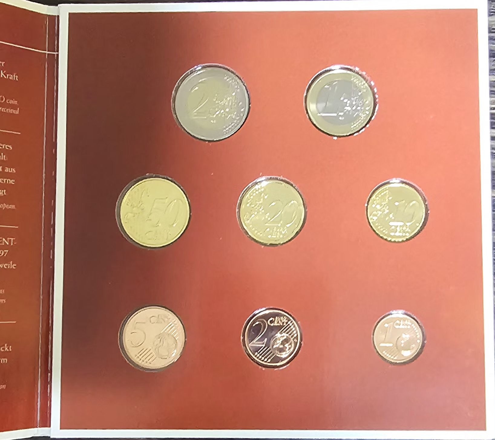Austria 2004 euro coins obverse in mint folder
