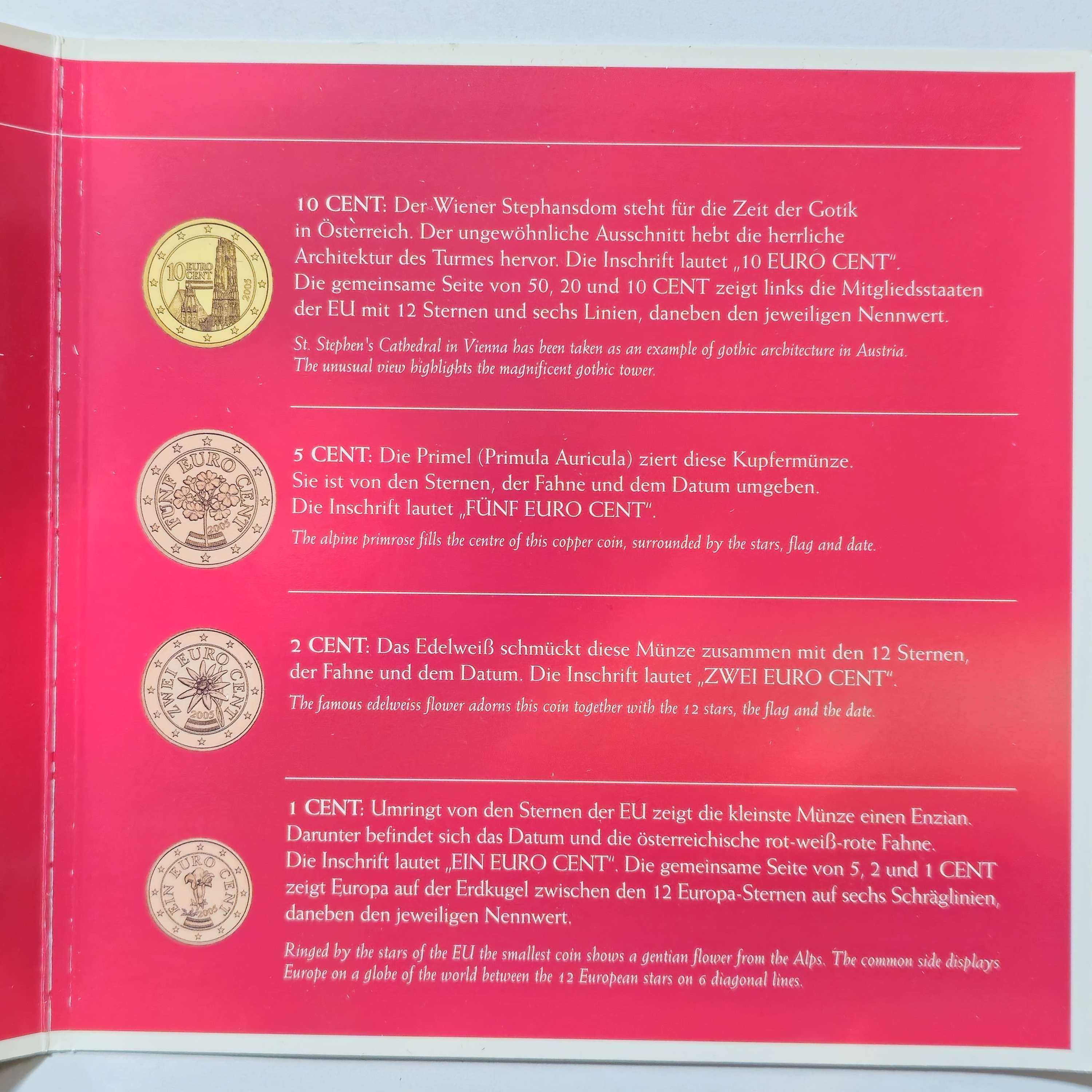 Austria 2005 Euro coins BU set