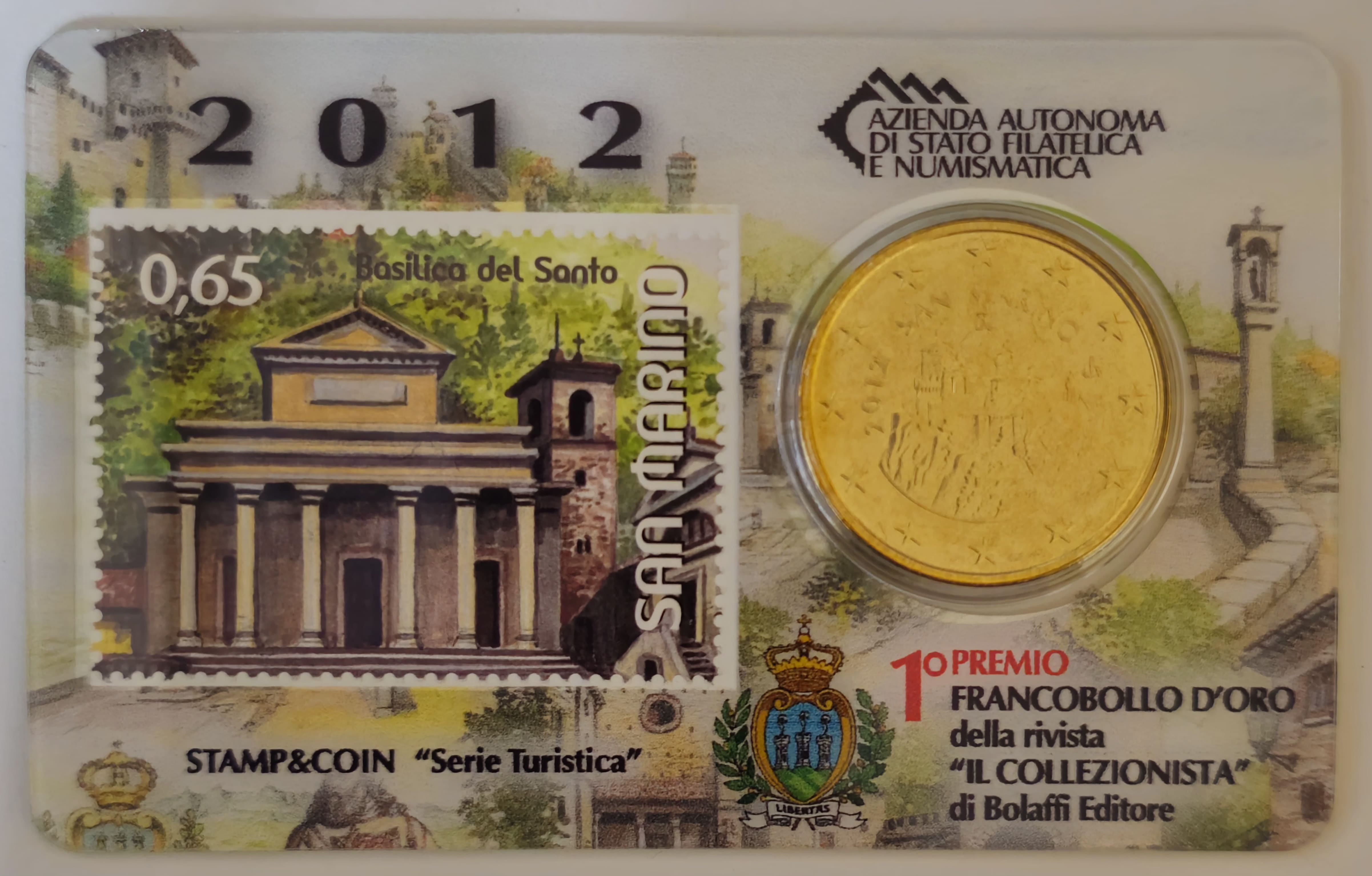 San Marino 50 cent 2012 (stamp & coincard )