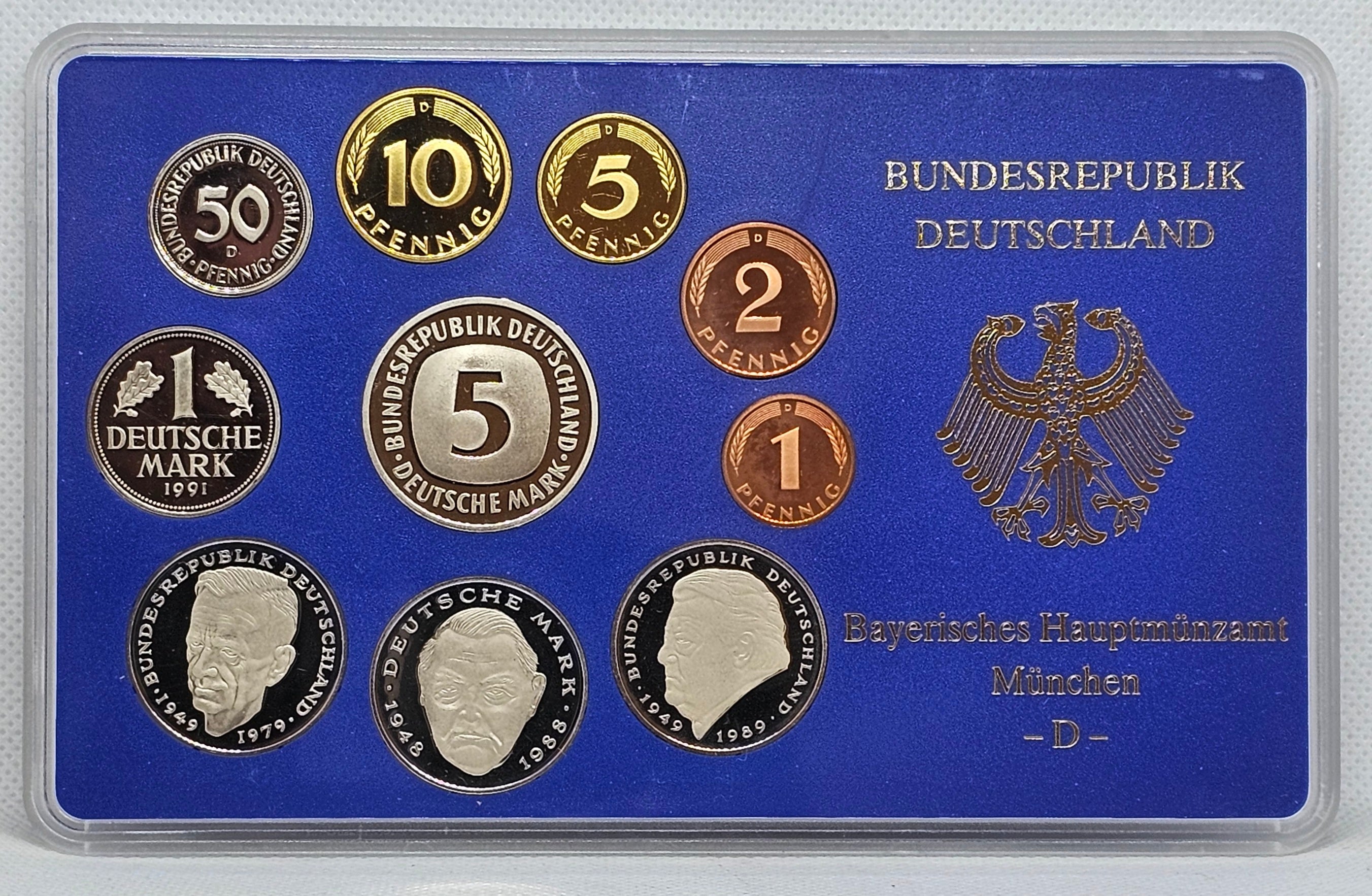 Germany Coins Proof Set of 10 Pieces 1991 "D" Edition UNC
