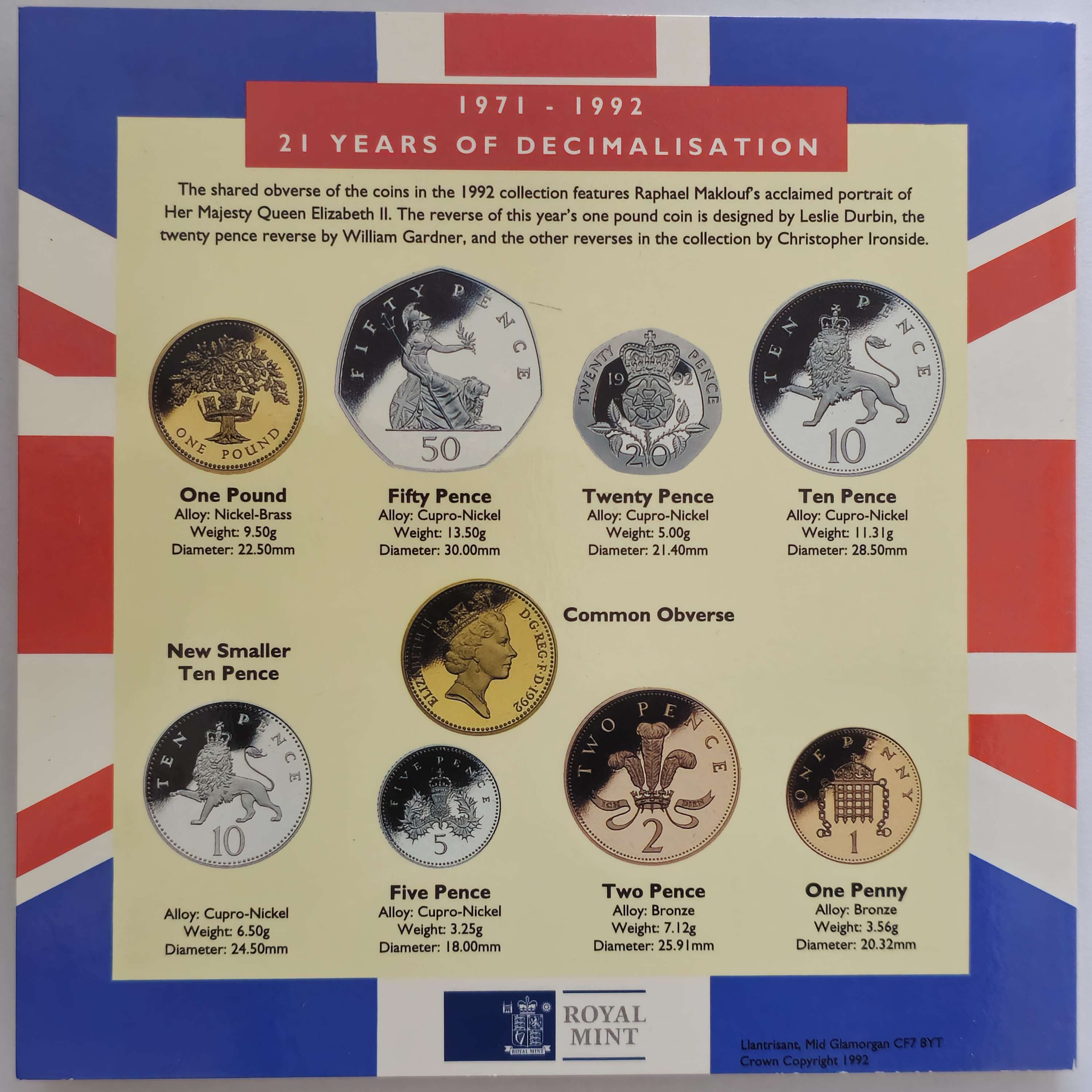 1992 UNITED KINGDOM BRILLIANT UNCIRCULATED COIN COLLECTION 
