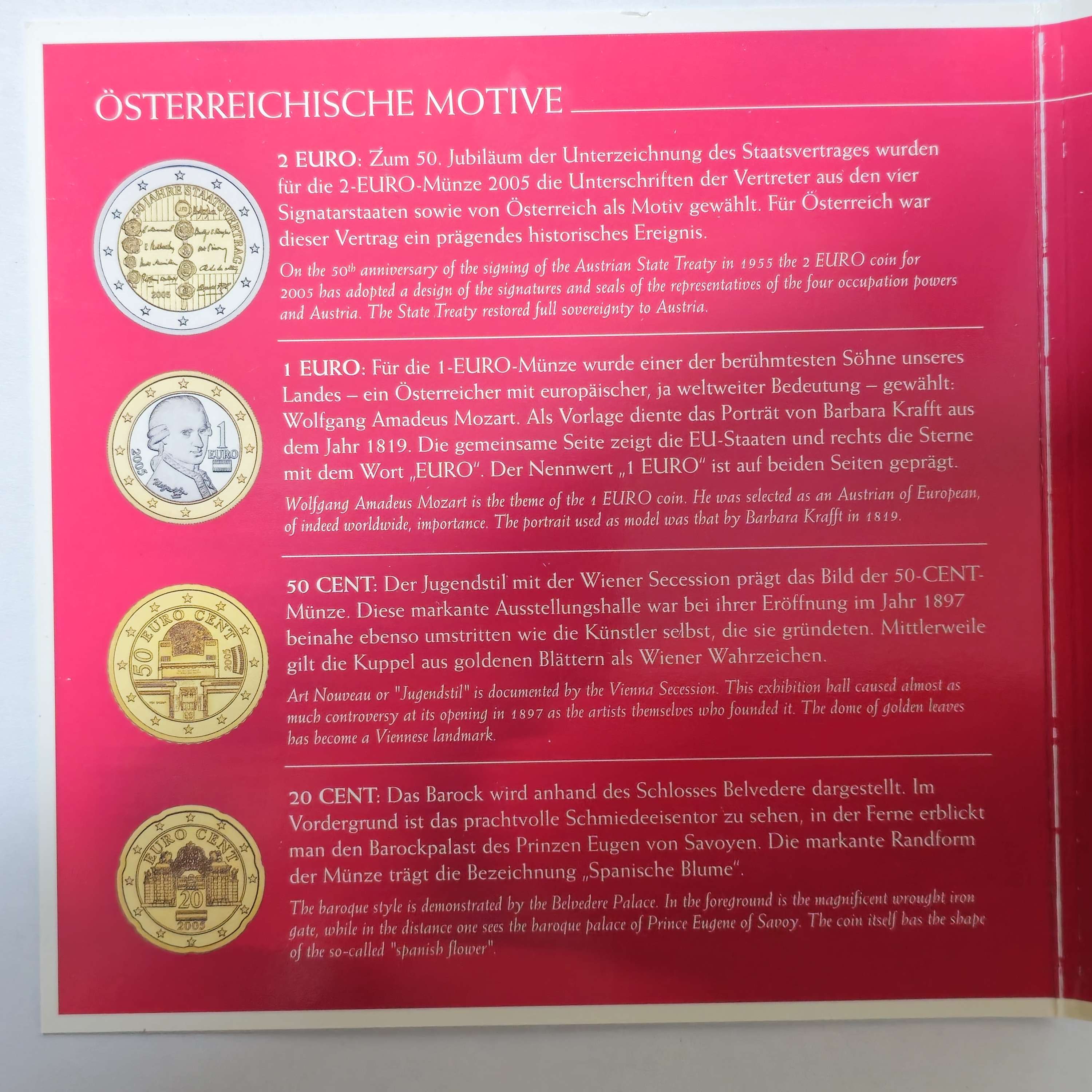 Austria 2005 Euro coins BU set