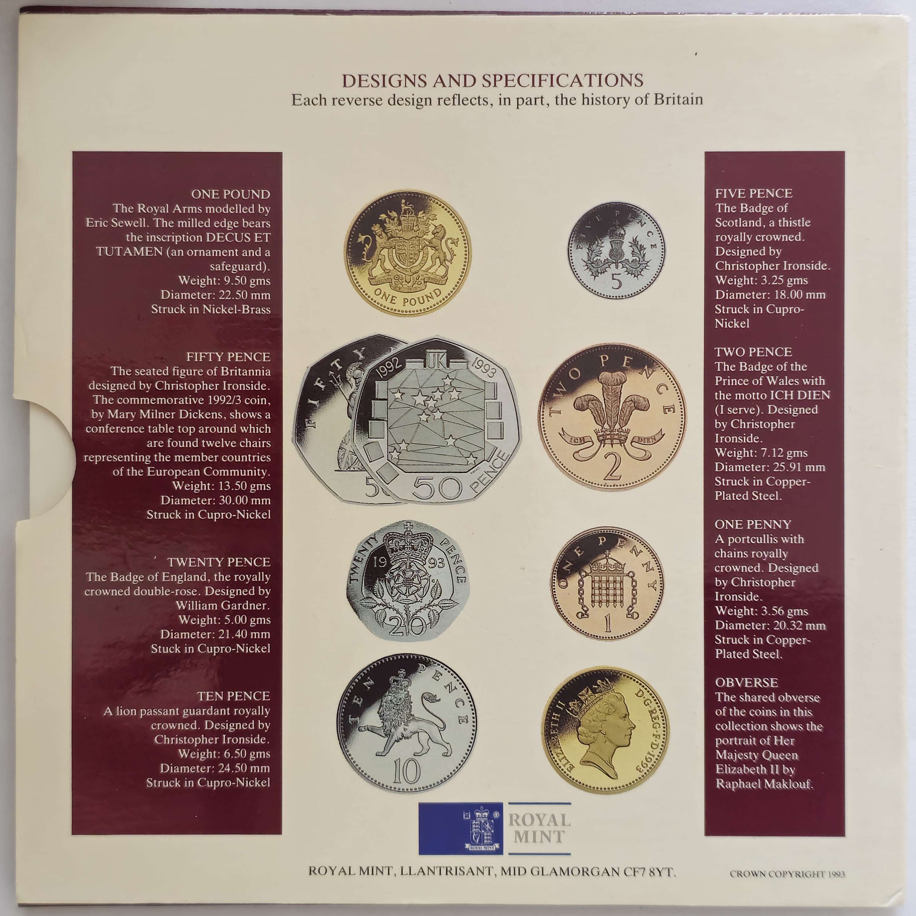1993 United Kingdom Mint Set Brilliant Uncirculated UK Coins
