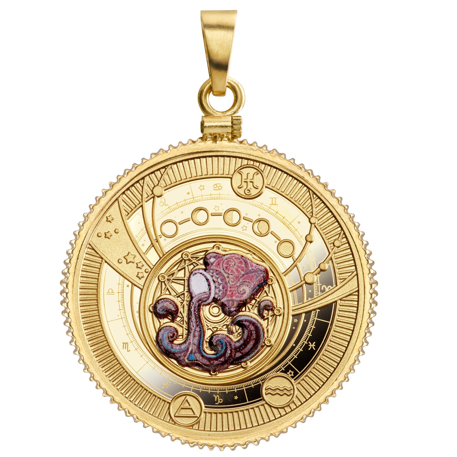 Pièce d'Argent Preuve Signe du Zodiaque Verseau 500 Francs Cameroun 2018