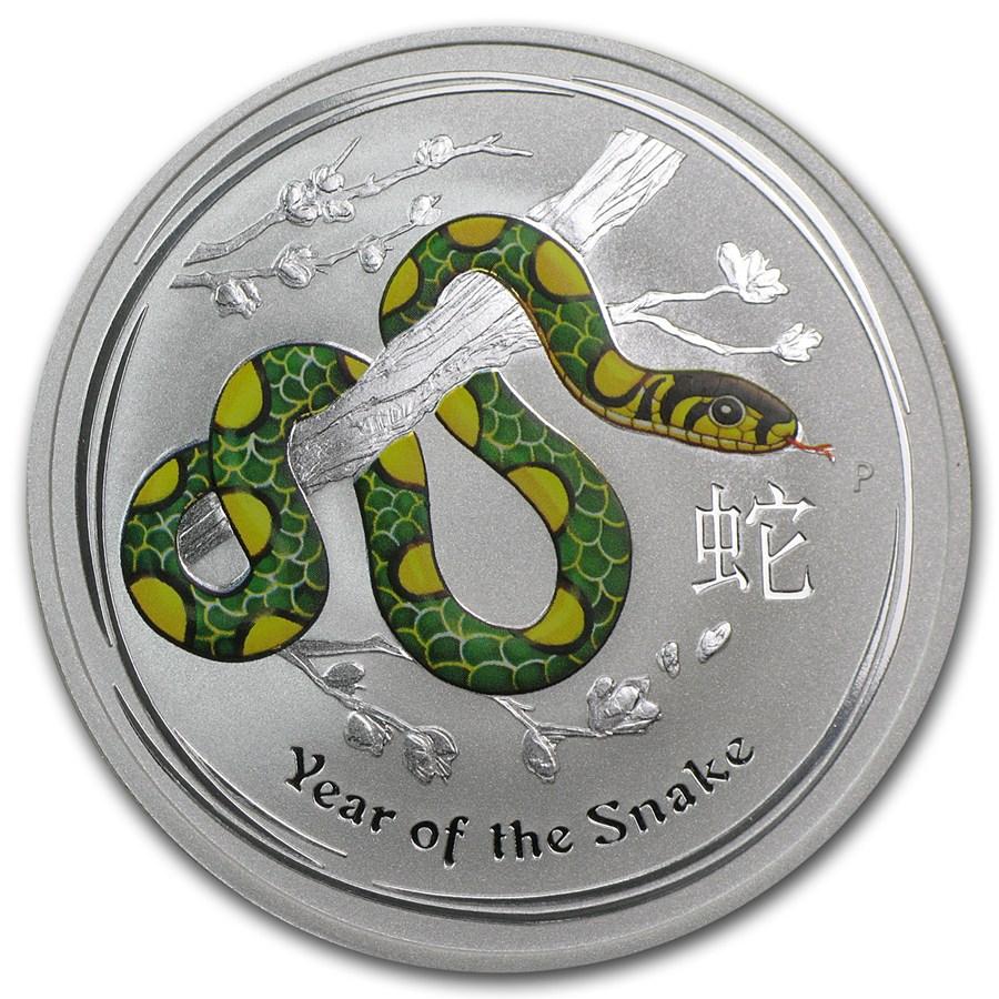 Australian Lunar Series II 2013 Année du Serpent 1/2oz Silver Proof colorée