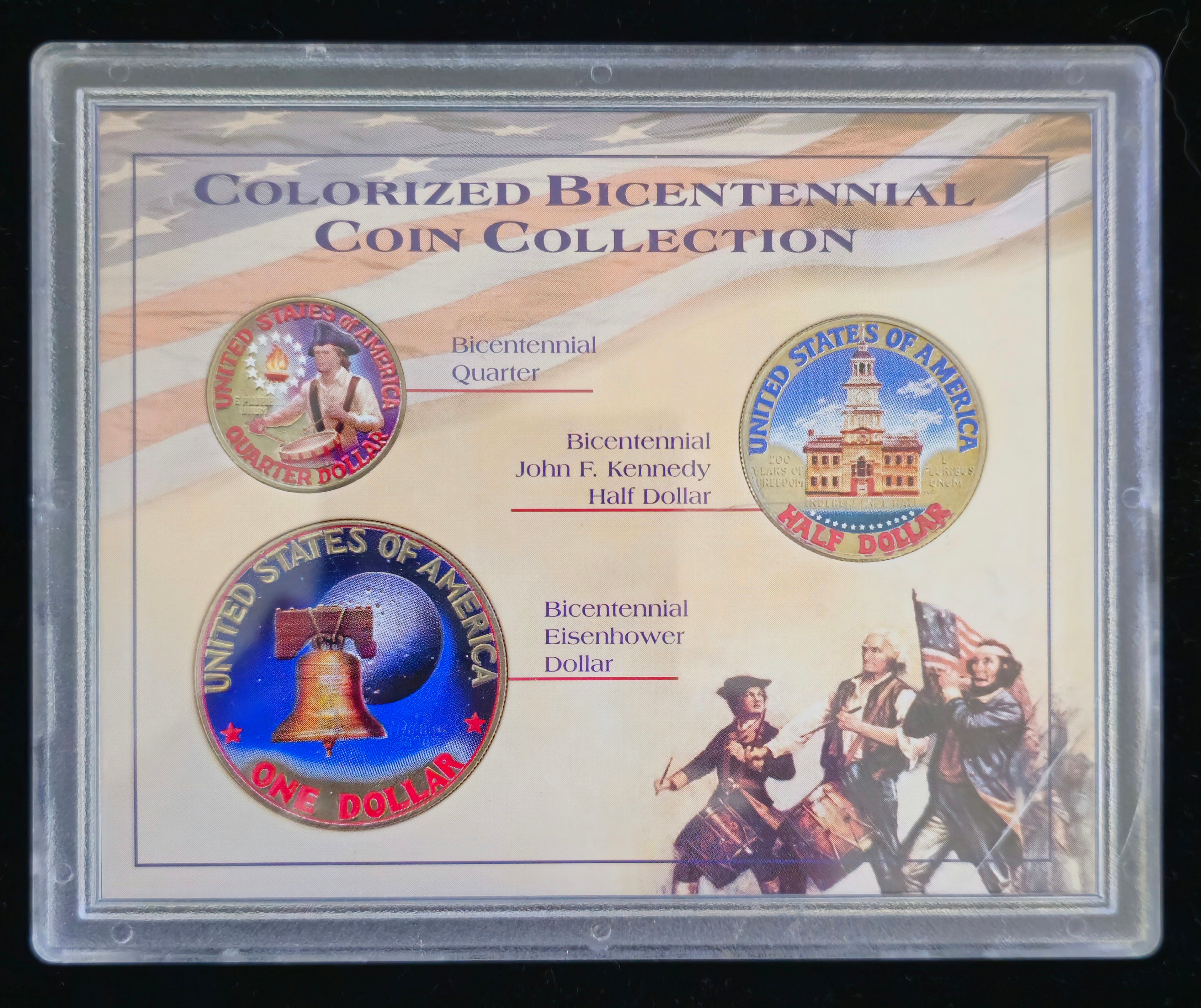 1976 Bicentennial Colorized Commemorative Coin Collection Color on Front & Back
