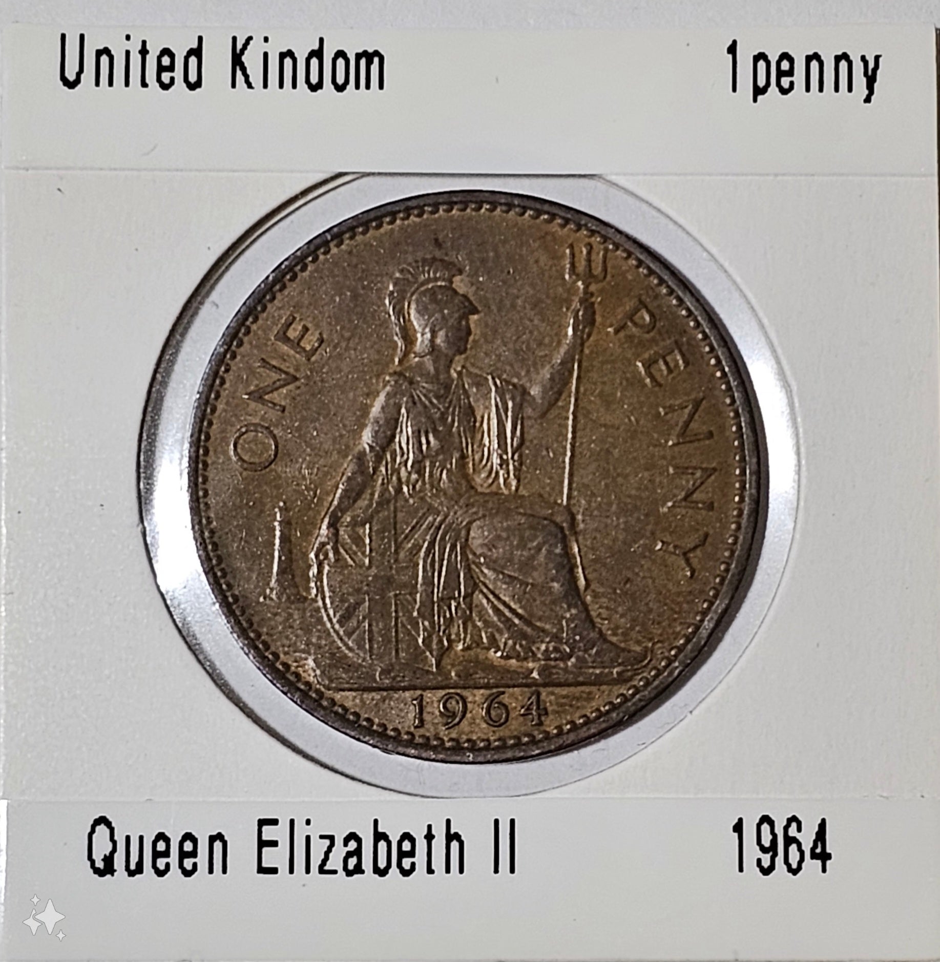 1 penny - United Kindom - Elizabeth II 1st portrait; without 'BR - 1964