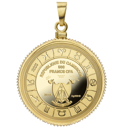 Pièce d'Argent Preuve Signe du Zodiaque Verseau 500 Francs Cameroun 2018