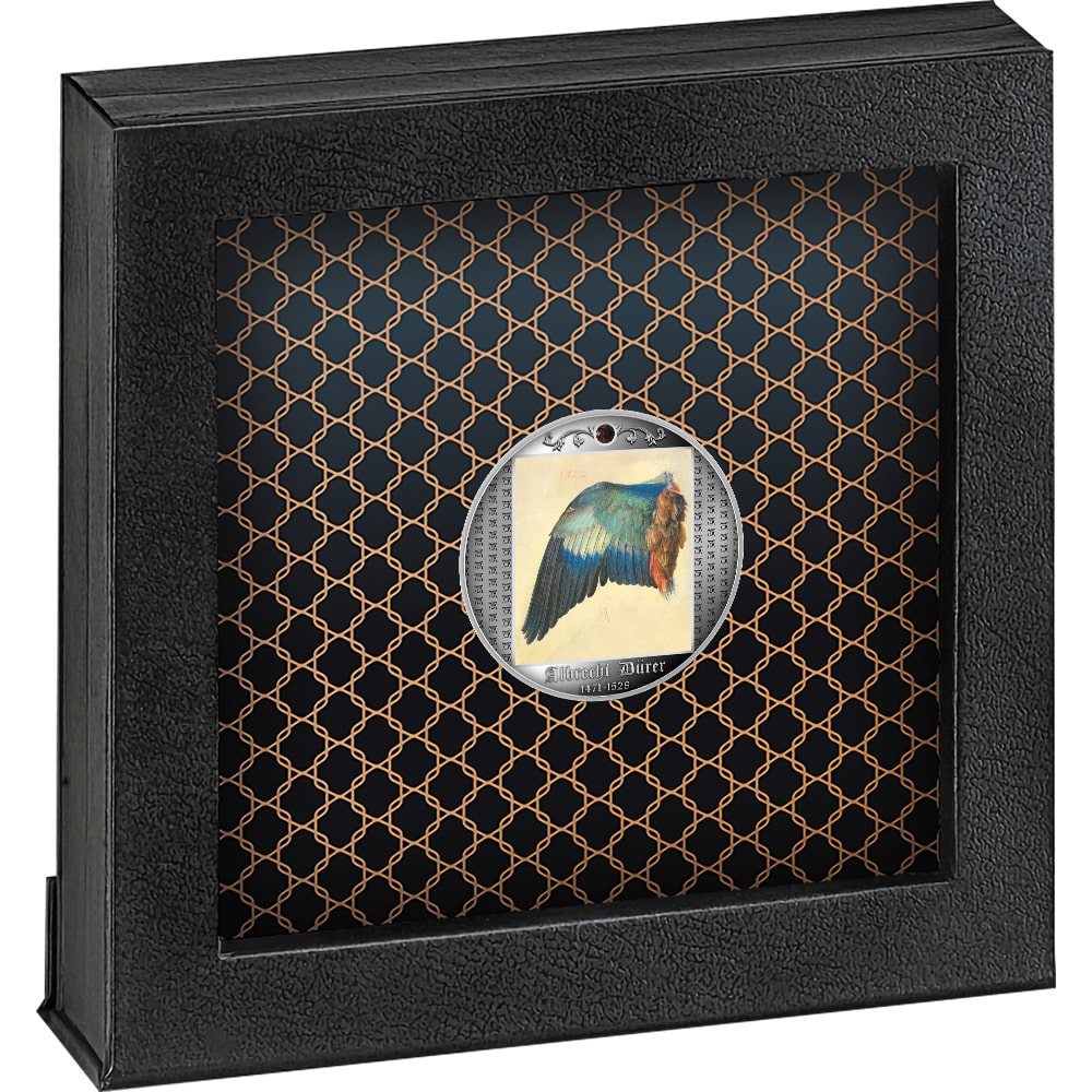 WING OF A EUROPEAN ROLLER Albrecht Dürer Silver Coin 500 Francs Cameroon 2021