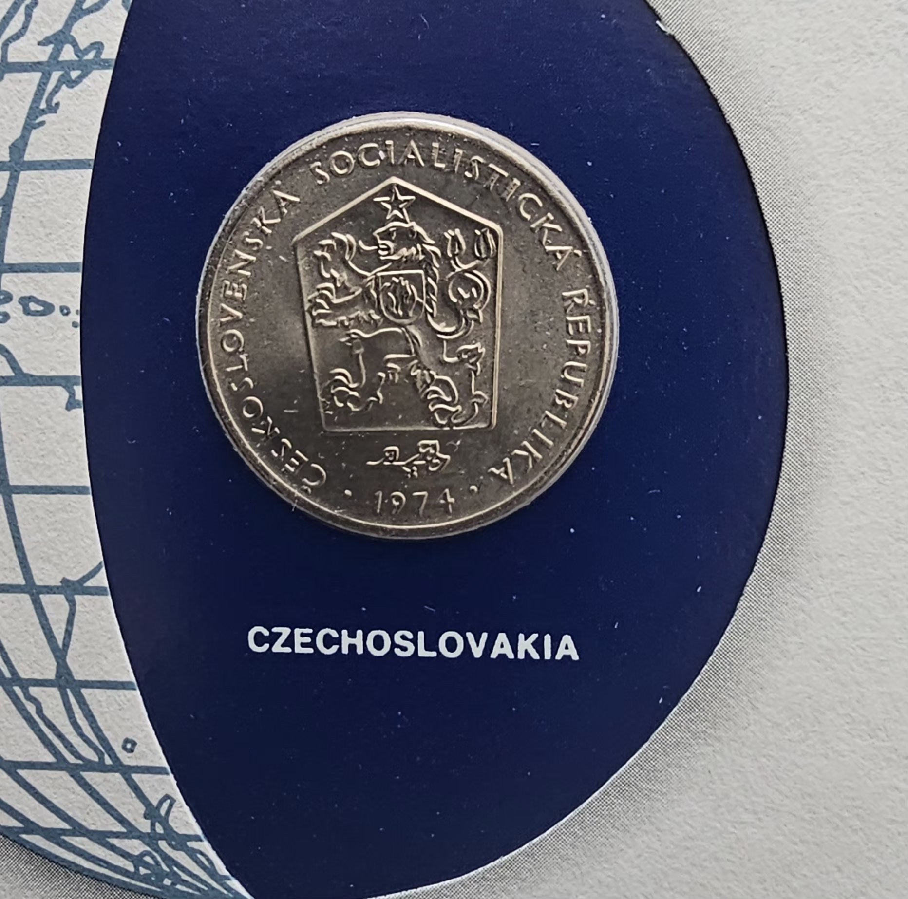 Czechoslovakia coin obverse: lion shield, Ceskslovenska Socialisticka Republika 1974