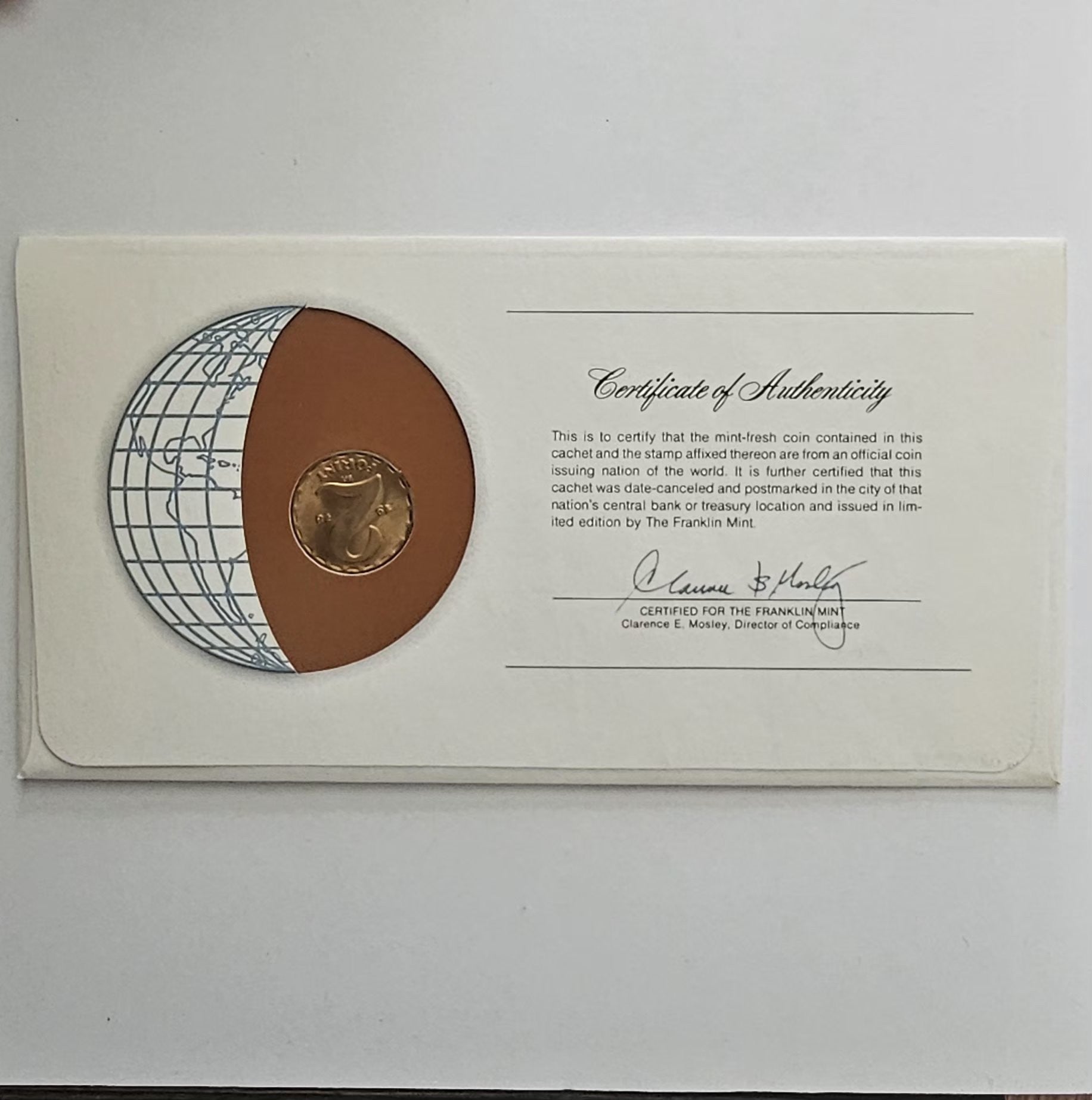 Cover back with Franklin Mint Certificate of Authenticity