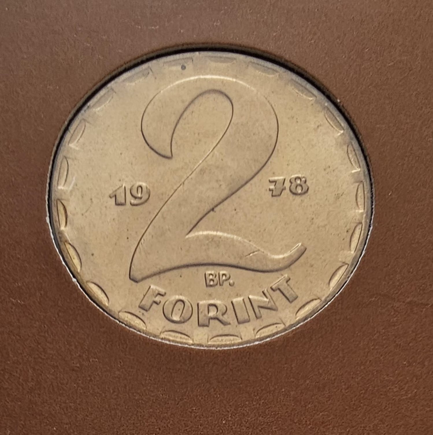 Hungary 2 Forint 1978 reverse, Budapest mint mark BP