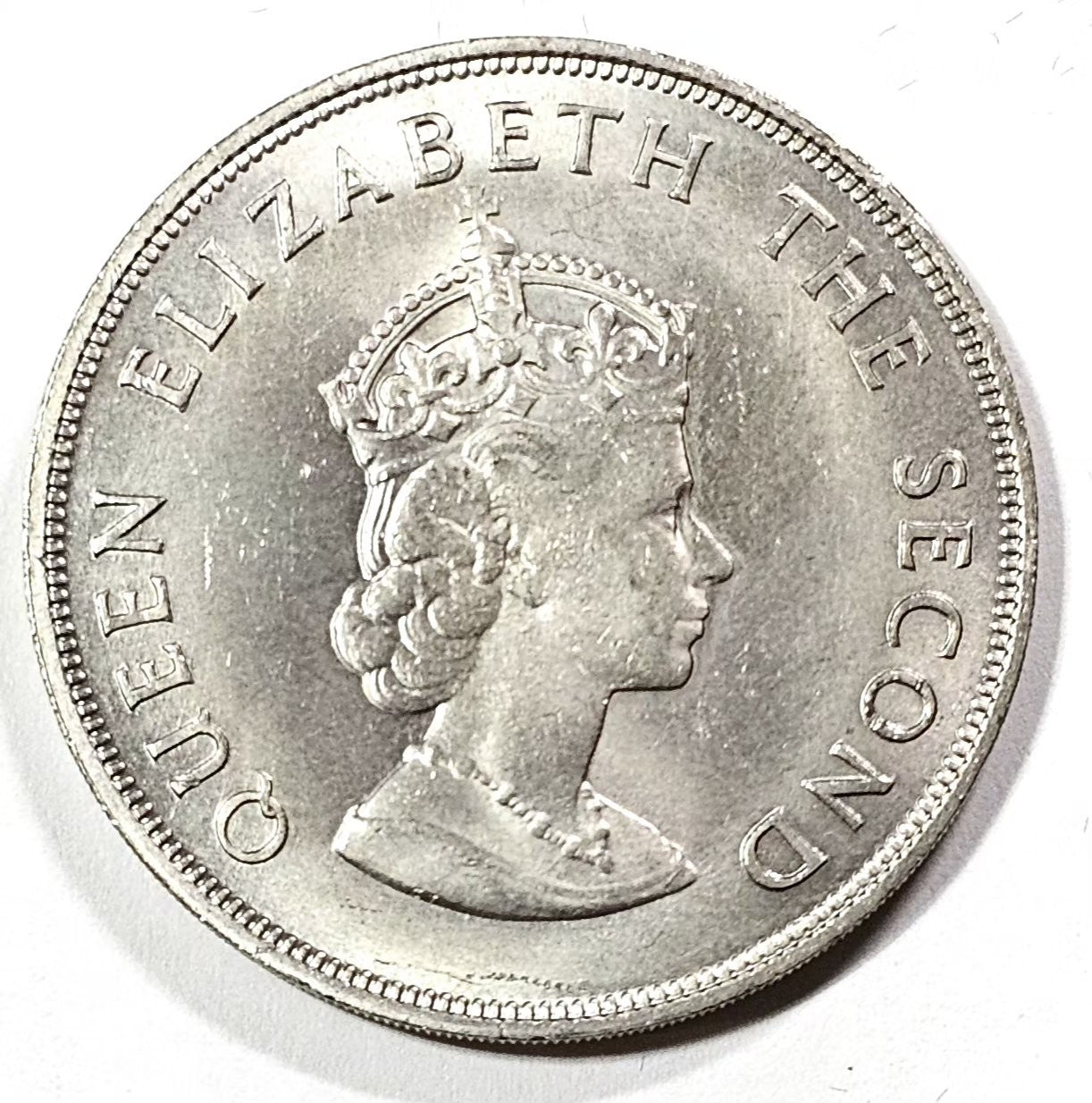 Jersey 1966 five shillings - obverse, Queen Elizabeth II