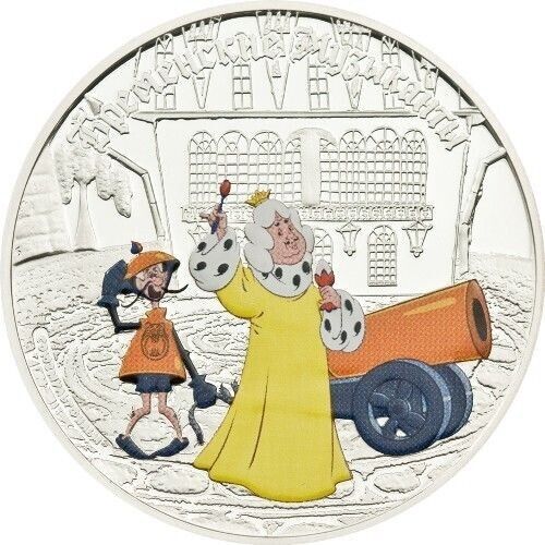Cook Islands silver proof coin reverse side with colorized fairy tale character design