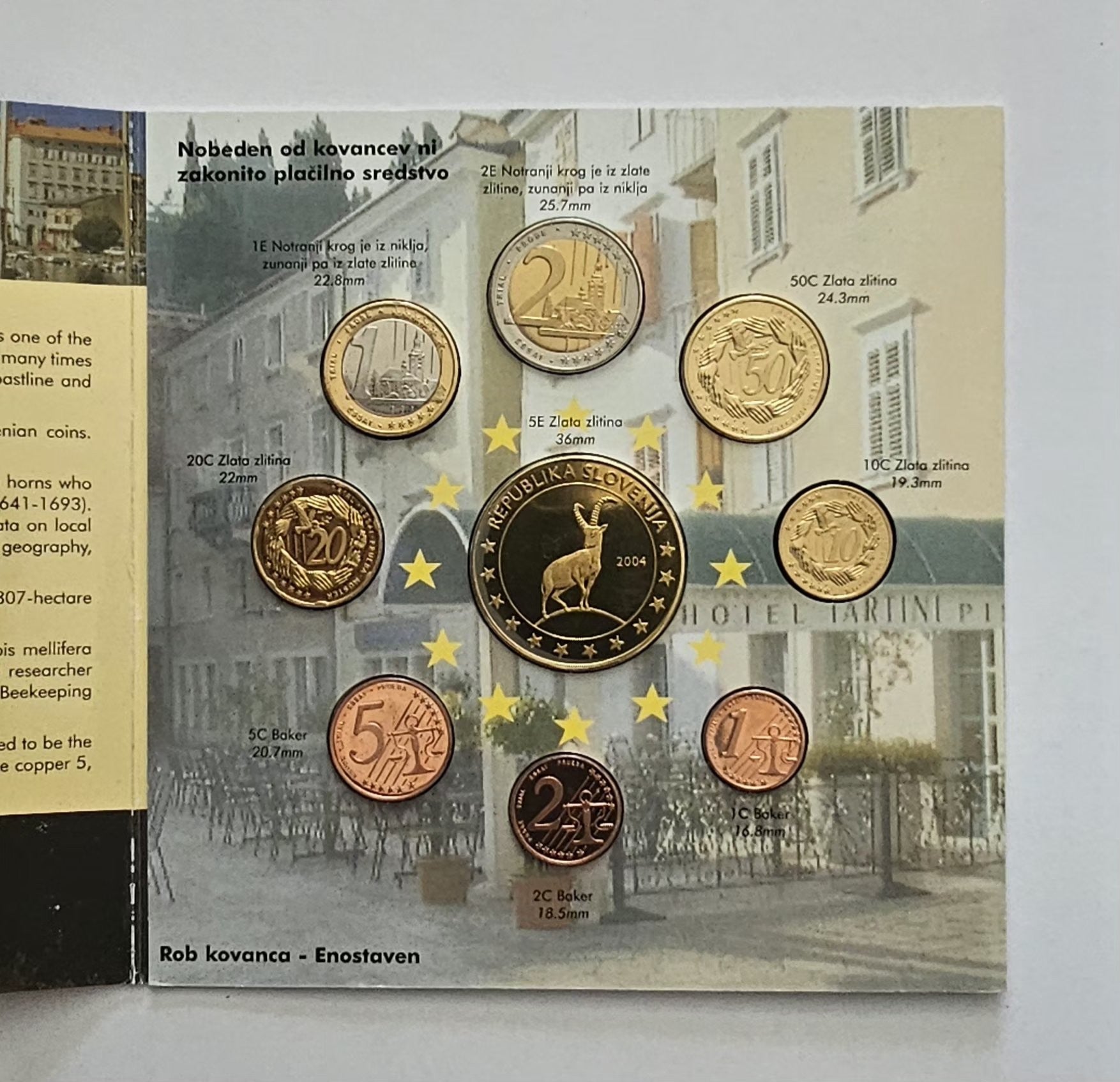 Slovenia 2004 euro pattern coins, common sides with specifications